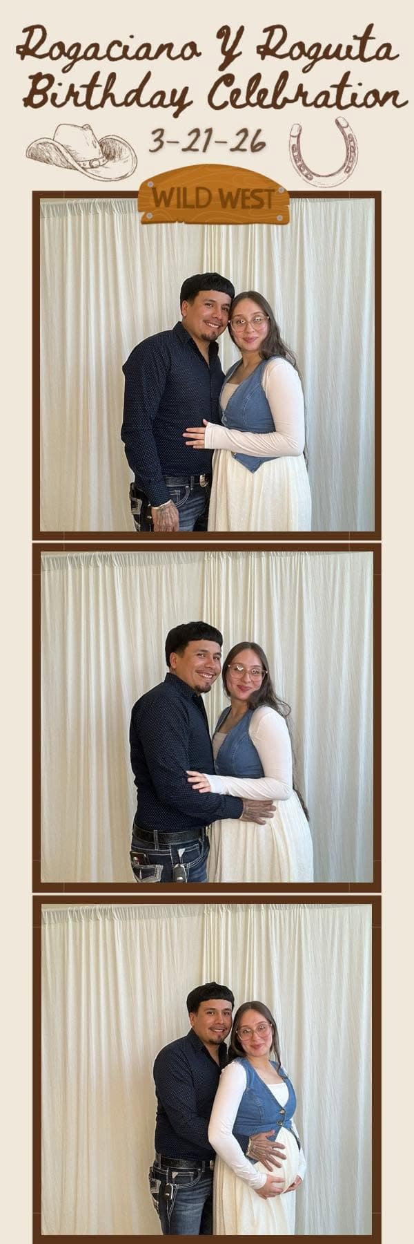 Photo booth print strip from a Wild West birthday celebration